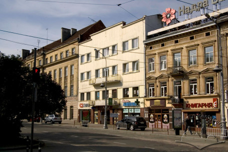 Просп. Свободи, 5. Вигляд будинку в оточуючій рядовій забудові