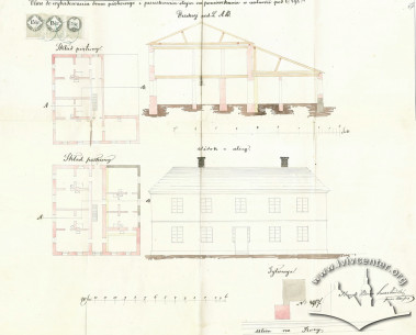 1865 рік. Проект прибудови до існуючого будинку на замовлення барона Лєвартовського.