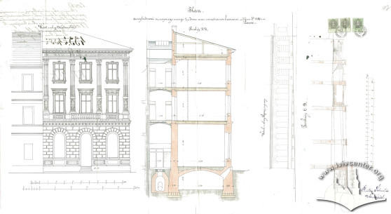 Project to expand the house with the café, west façade and sections