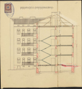 Поперечний розріз з первинного проєкту Каспера Драневича (1911)