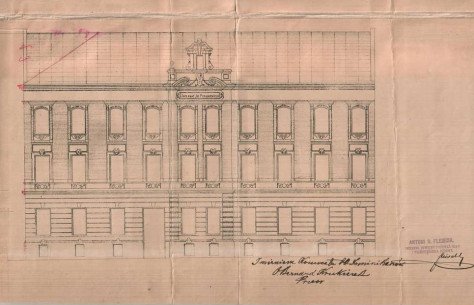 Первинний проєкт фасаду будинку, 1903 рік, автор Антоній Фляйшль