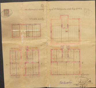 Первинний проєкт кам'яниці з 1907 року авторства Юзефа Ліндера і Міхала Фехтера