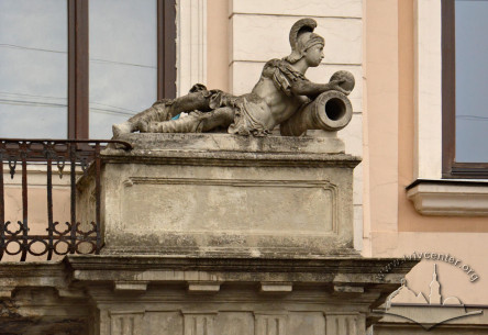 Vul. Teatralna, 10. Mars figure (by sculptor Paul Eutele, 1850)