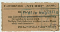 Квитки кінотеатру "Студіо" на польській та німецькій мові.1941-1944 рр.