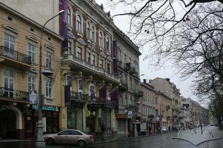 Просп. Свободи, 27/вул. Л. Курбаса, 6. Вигляд будинку серед рядової забудови просп. Свободи.