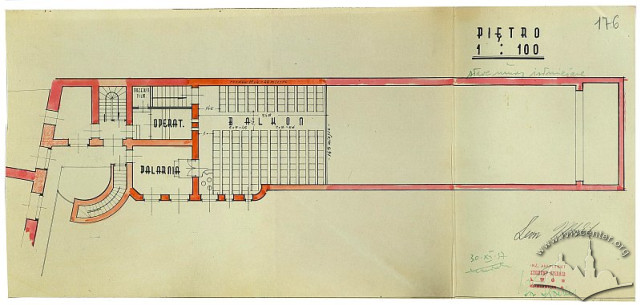 Креслення плану другого поверху кінотеатру, 1937 р.