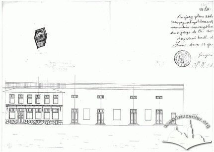 Креслення бічного фасаду, варіант проектного рішення, 1929 р.