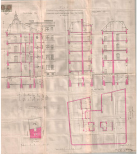 План даху і розрізи будинку (1897), які виконав Якуб Балабан для Кароль Зиґмунта Ріхтмана