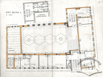 Third floor plan from the original building project by Tadeusz Wróbel