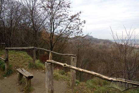 Znesinnia Park, western scenic viewpoint, Zamkova Hora and the TV Tower in the distance