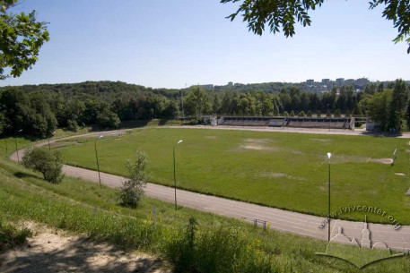 Lviv University Stadium:  Pohulianka Park in the distance