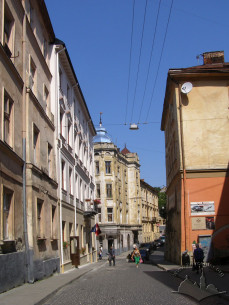 View of the Drukarska str. from the south. House #11 is in the center
