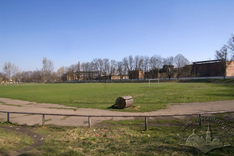 Vul. Sulymy, 1. General view of the stadium. On the background the Narodna street and buildings of former Silmash plant are seen.