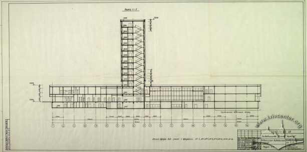 Publishing House, side section view (Lviv Prombudproekt, archives)