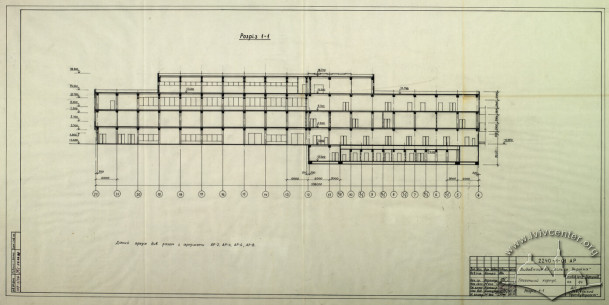 Newspaper/Editorial Building, side section view (Lviv Prombudproekt, archives)