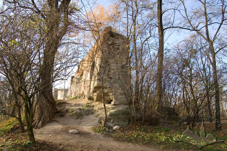 Vysoky Zamok Park; ruins of the castle walls.