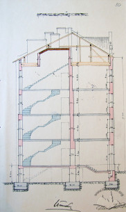 Transverse section of the building