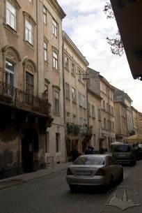 View of Virmenska str. from the west. Building #15 is second on the left