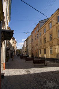 A view of Lesi Ukrainky str. from the west. House #14 is second on the right