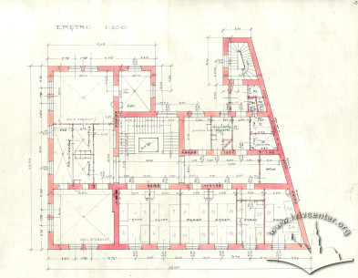 Second floor plan of the new hospital building, designed by Oleksandr Pezhanskyi (Aleksander Peżański), 1938