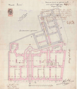 Underground floor plan and sewer pipes, 1878