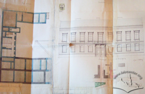 Design of the townhouse's reconstruction from 1873. Drawing by Wojciech Haar, a constructor
