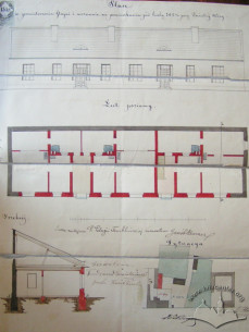 Design of an adaptation of the horse stables and cart shed building for residential purposes. 1870