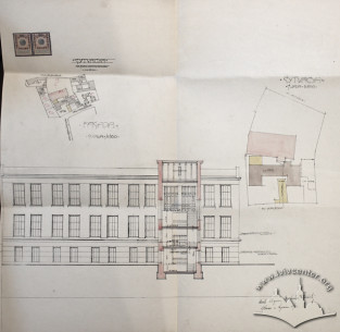 The unfulfilled project of a printing house construction from 1913 (by Zbigniew Brochwicz Lewiński). The proposed facade design