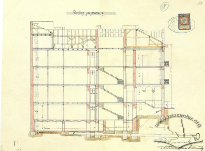 Креслення розрізу будинку, затверджене 1911 року