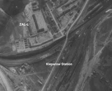Location of the Kleparów station on the aerial photography of Lviv in 1944