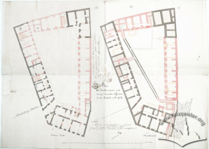1856. Floors 1 and 2 plans in the reconstruction project commissioned by Karl Werner