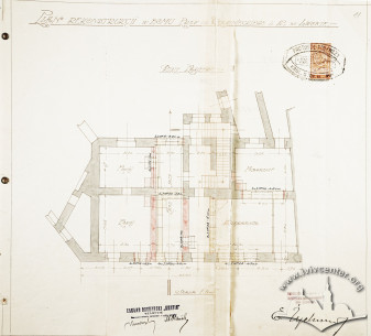 1922. Ground floor plan in the reconstruction project designed by Edmund Żychowicz for the Grafia