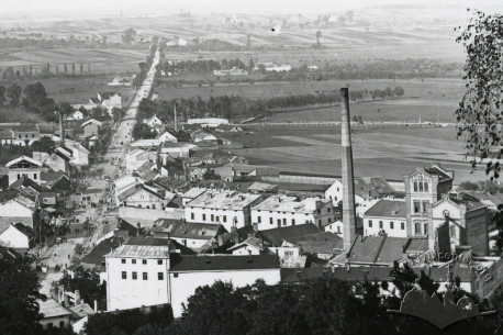 Fragment of the same photo, with a detailed view of Baczewski adn Kronik's factories.