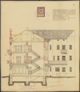 Розріз з проєкту реконструкції авторства Альфреда Захарієвича, 1913
