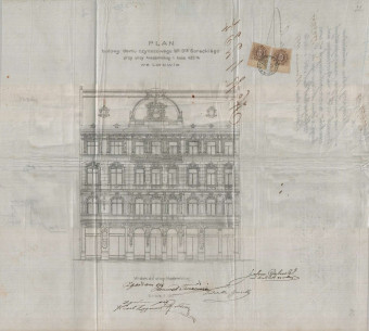 Проєкт головного фасаду (1897), виконаний Юліаном Цибульським