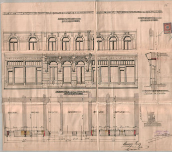 Проєкт вітрин (1911), який виконав Леопольд Райс