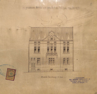 Main elevation from the updated project (1909)