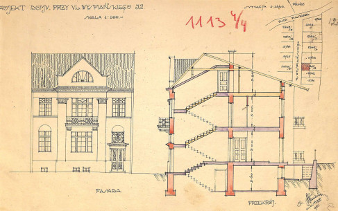 Elevation and section from the updated 1926 project