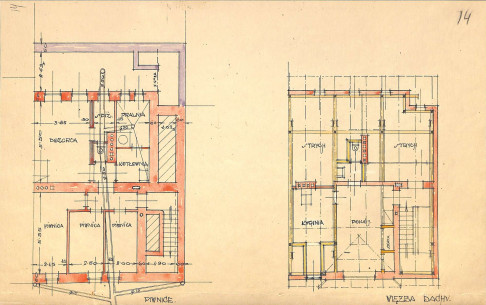 Underground floor plan and attic from the updated 1926 project