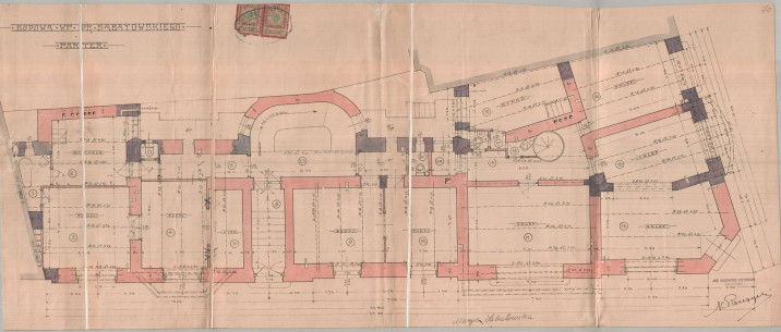 Ground floor plan from April 1908. It is signed by the author Kazimierz Rzeczycki