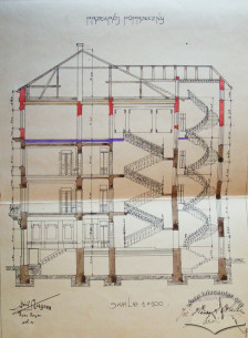 Transverse section drawing according to the reconstruction project of 1928