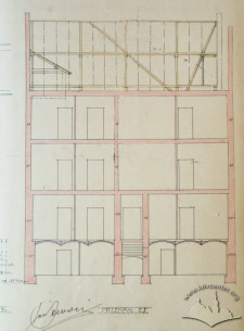 Original design drafts. The longitudinal section