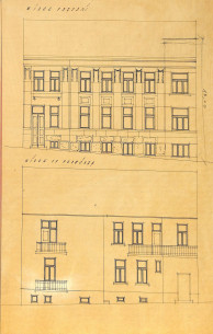 Головний і тильний фасади будинку. Проєкт реконструкції 1936 року