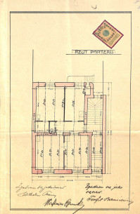 First floor plan. The original 1908 project
