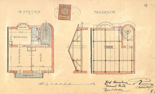 Second floor plan and attic from the original 1908 project