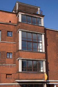 Vul. Kushevycha, 1. Former Community Workers' House. Bay window on the southern facade which was originally meant to be its dominant feature