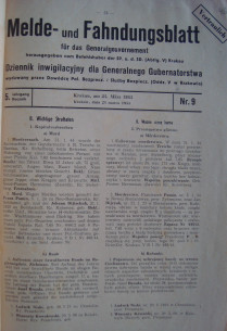Issue of a daily on persons wanted in the territory of the General Government with an example of the presentation of photos and information on those wanted.
