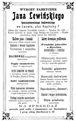 Levynskyi's firm advertisement in a 1902 directory