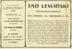 Levynskyi's firm advertisement in a 1906 directory