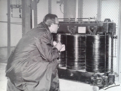 Overview of the transformer in the transformer substation mounted in the theater basement.